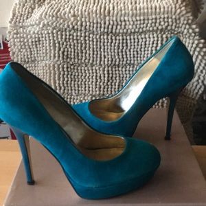 Bakers turquoise round top platforms